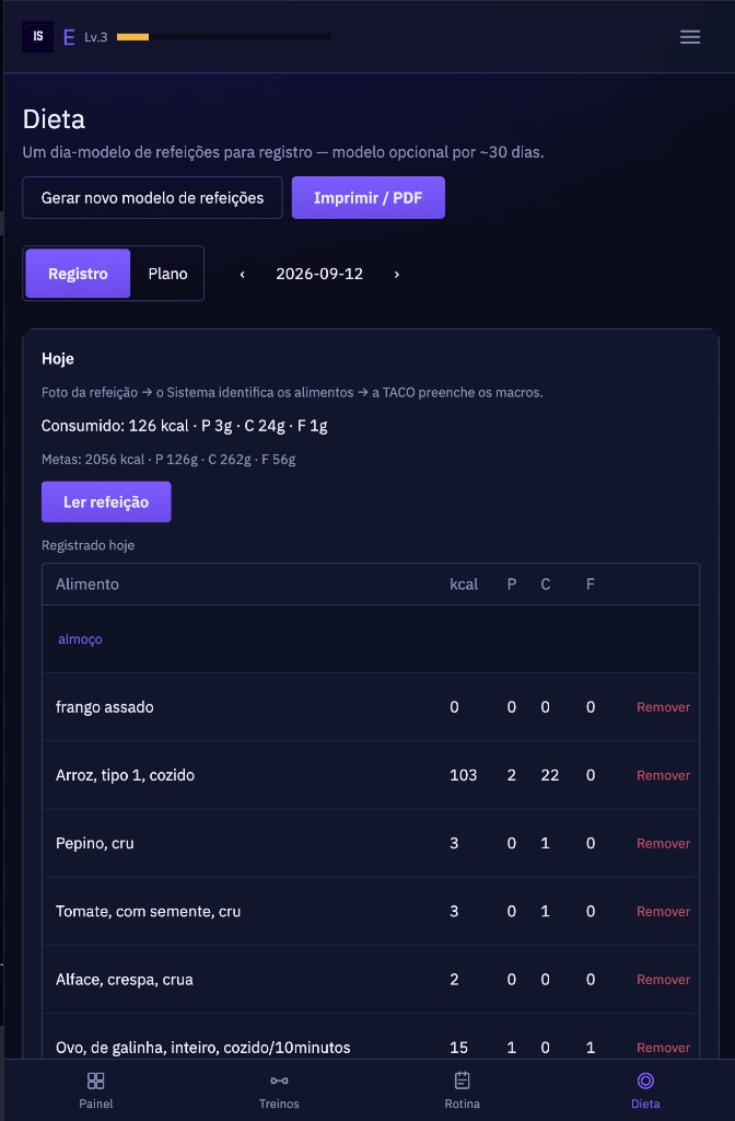 Iron System diet and macros screenshot